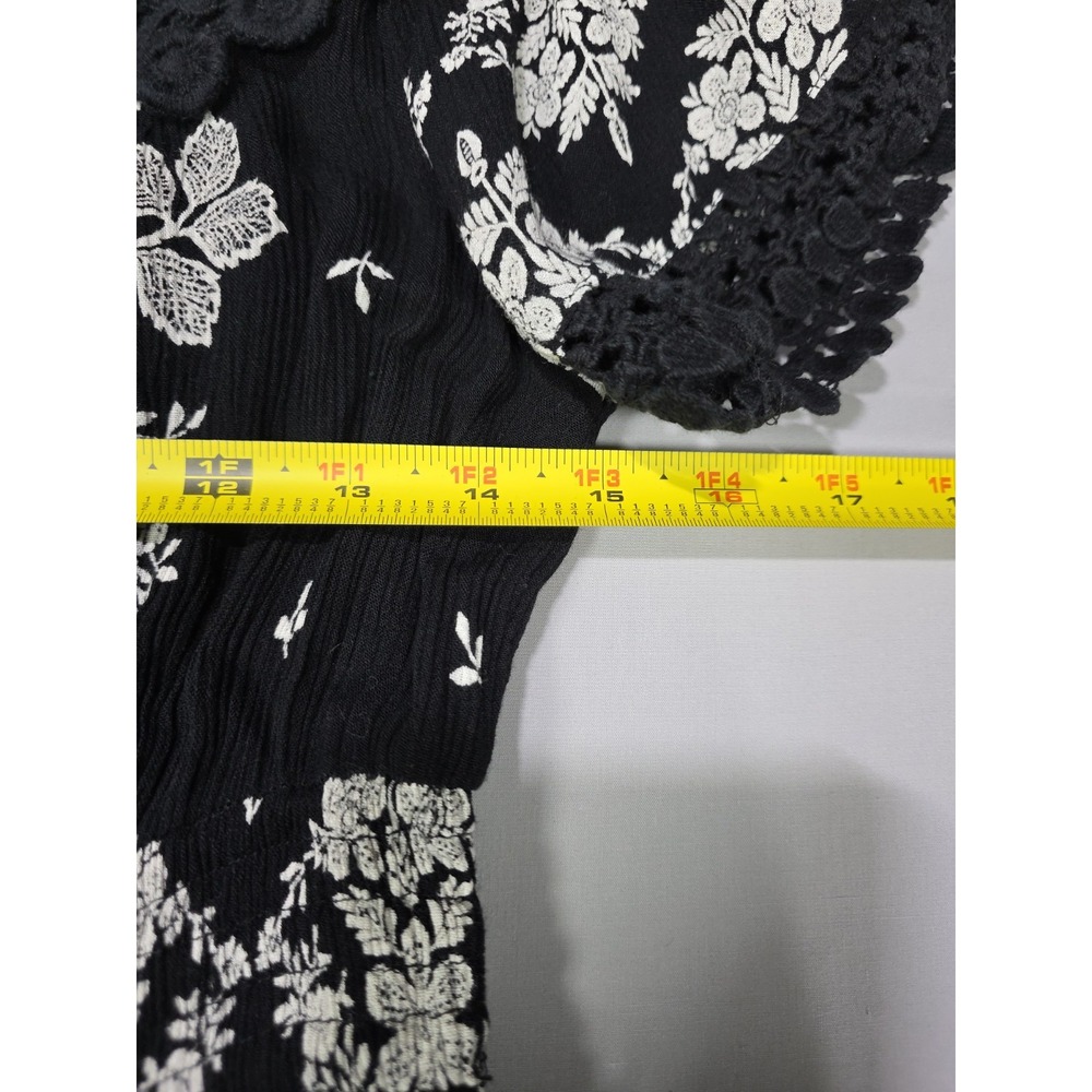 Soft Surroundings Maxi Dress Small Black White Floral Crochet Detail Boho S - Picture 8 of 10